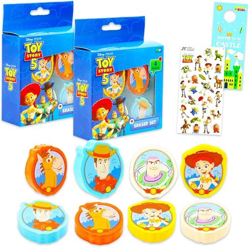Toy Story 5 Erasers for Kids - Bundle with 8 Character Shaped Erasers Plus Stickers, More | Toy Story School Supplies Bulk for Kids, Boys, Girls in Kuwait