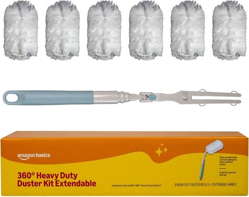 Amazon Basics 360° Heavy Duty Duster Kit Extendable, including 1 Extendable Handle and 6 Plumes Refills in Saudi Arabia