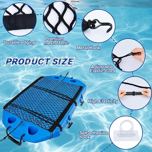Cargo Net Kit 20.5"X29.1" Attachable Storage Net with 2 Straps and 4 Hooks Elastic Black Mesh Net Multi-Purpose Trunk Net for Cooler Trunk Boat in Saudi Arabia