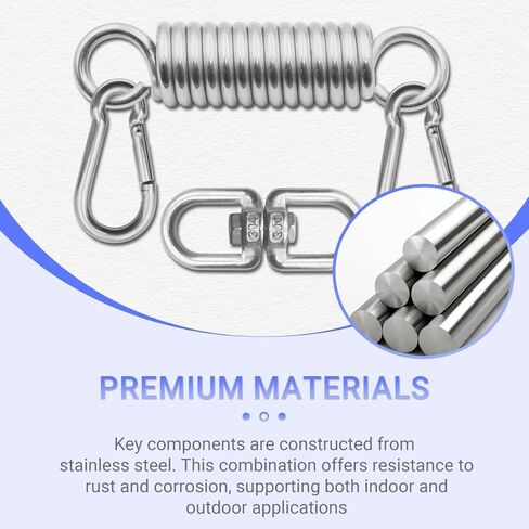 Hammock Chair Hanging Kit with Spring Hardware, Heavy Duty Suspension Swivel Hanger Hook for Porch Swing, Hanging Chair, Punching Bag, Indoor Outdoor Use in Saudi Arabia