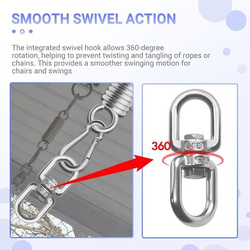 Hammock Chair Hanging Kit with Spring Hardware, Heavy Duty Suspension Swivel Hanger Hook for Porch Swing, Hanging Chair, Punching Bag, Indoor Outdoor Use in Saudi Arabia