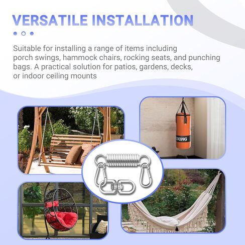 Hammock Chair Hanging Kit with Spring Hardware, Heavy Duty Suspension Swivel Hanger Hook for Porch Swing, Hanging Chair, Punching Bag, Indoor Outdoor Use in Saudi Arabia