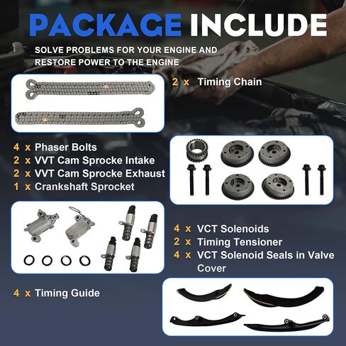 3.5 Timing Chain Kit Phasers Kit VVT Gear VCT Solenoid Guides Tensioners Fit For Ford F-150 Ecoboost Expedition Lincoln Navigator 3.5L V6 2017-2024 OE#HL3Z6B274A HL3Z6268A 3-1079S in Saudi Arabia