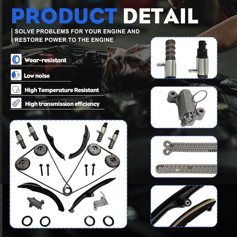 3.5 Timing Chain Kit Phasers Kit VVT Gear VCT Solenoid Guides Tensioners Fit For Ford F-150 Ecoboost Expedition Lincoln Navigator 3.5L V6 2017-2024 OE#HL3Z6B274A HL3Z6268A 3-1079S in Saudi Arabia