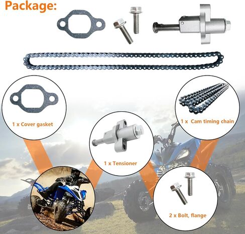 Cam Timing Chain 90L & & Tensioner with Gasket Replacement for Warrior 350 Big Bear 350 Wolverine 350 Raptor 350 Moto-4, 94500-02090-00 31G-12210-01-00 Timing Chain Kit in Kuwait