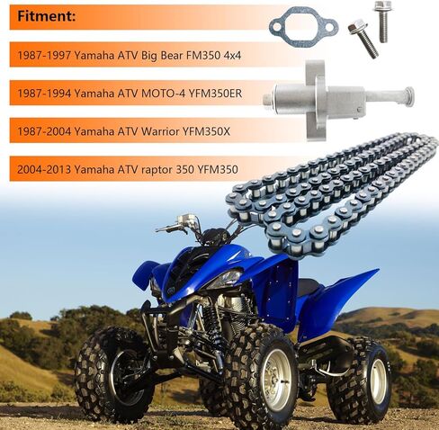 Cam Timing Chain 90L & & Tensioner with Gasket Replacement for Warrior 350 Big Bear 350 Wolverine 350 Raptor 350 Moto-4, 94500-02090-00 31G-12210-01-00 Timing Chain Kit in Kuwait