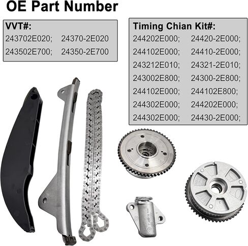 24350-2E700 مجموعة سلسلة التوقيت مع VVT متوافقة مع 2017-2021 Hyundai Elantra Kona Veloster 2017-2022 Kia Forte 2.0L استبدال 243212E010 24321-2E010 in Kuwait