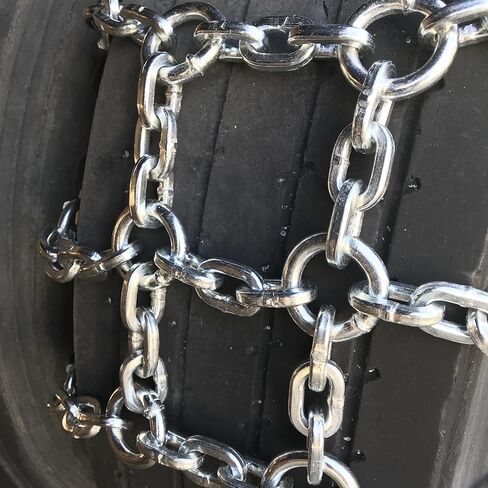 TireChain.com 295/80R22.5 سلاسل إطارات حزام السقاطة للطوارئ - رابط مربع بنمط H، سلاسل شاحنات التثبيت السريع in Kuwait