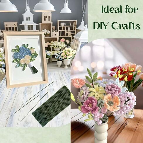 120 Pcs Green Flower Stems 17cm/6.7inch Artificial Floral Stems Plastic Flower Sticks for Artificial Flowers Bouquet Stem Making and Arrangements Ideal for DIY Crafts and Florists in Saudi Arabia