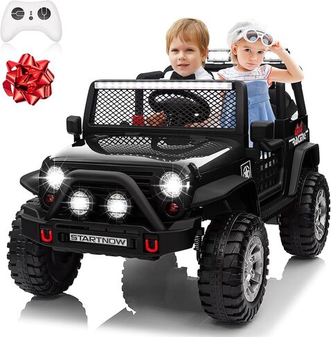 JOYRACER 24V 4WD Ride on Truck Car w/800W Motors, Gift Flower, Remote Control, 2 Seater, 3 Speeds, Pop Music, Power 4 Wheels, 24 Volt Ride on Toy Cars for Big Kids Boys Girls, Red in Saudi Arabia