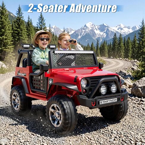 JOYRACER 24V 4WD Ride on Truck Car w/800W Motors، هدية زهرة، جهاز تحكم عن بعد، 2 مقعد، 3 سرعات، موسيقى البوب، قوة 4 عجلات، 24 فولت ركوب على سيارات لعبة للأطفال الكبار بنين بنات، أحمر in Kuwait