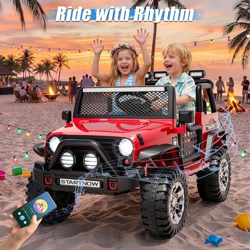 JOYRACER 24V 4WD Ride on Truck Car w/800W Motors، هدية زهرة، جهاز تحكم عن بعد، 2 مقعد، 3 سرعات، موسيقى البوب، قوة 4 عجلات، 24 فولت ركوب على سيارات لعبة للأطفال الكبار بنين بنات، أحمر in Kuwait