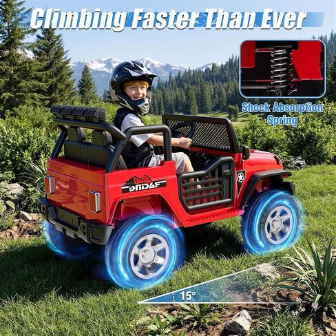 JOYRACER 24V 4WD Ride on Truck Car w/800W Motors، هدية زهرة، جهاز تحكم عن بعد، 2 مقعد، 3 سرعات، موسيقى البوب، قوة 4 عجلات، 24 فولت ركوب على سيارات لعبة للأطفال الكبار بنين بنات، أحمر in Kuwait
