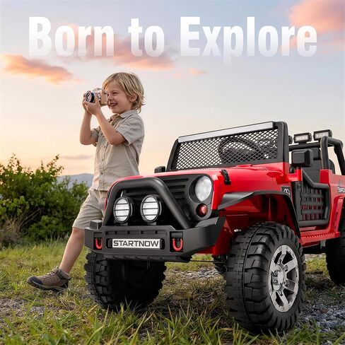 JOYRACER 24V 4WD Ride on Truck Car w/800W Motors، هدية زهرة، جهاز تحكم عن بعد، 2 مقعد، 3 سرعات، موسيقى البوب، قوة 4 عجلات، 24 فولت ركوب على سيارات لعبة للأطفال الكبار بنين بنات، أحمر in Kuwait