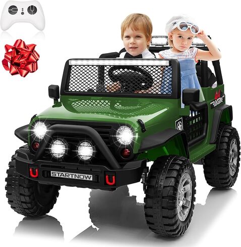 JOYRACER 24V 4WD Ride on Truck Car w/800W Motors، هدية زهرة، جهاز تحكم عن بعد، 2 مقعد، 3 سرعات، موسيقى البوب، قوة 4 عجلات، 24 فولت ركوب على سيارات لعبة للأطفال الكبار بنين بنات، أحمر in Kuwait