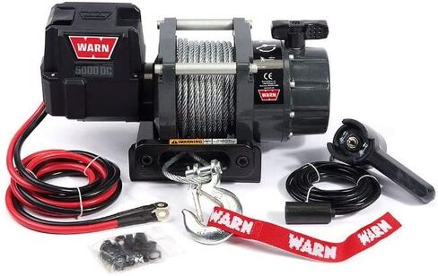 WARN 5000 DC Series, 5000 lb Pulling Capacity | Heavy-Duty 12V DC Motor with Steel Cable, Hook & Remote Control | Powerful Utility Winch for Trailers, Workshops, Job Sites & Industrial Pulling in Kuwait