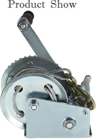 findmall Boat Trailer Winch 1500lbs with 10m 32ft Steel Cable, Crank Cable Gear Winch with Hook, Heavy Duty Hand Winch with 4.1:1 Ratio for Boat, Trailer in Kuwait