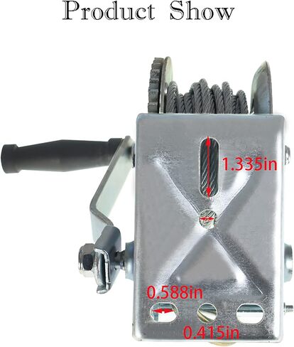 findmall Boat Trailer Winch 1500lbs with 10m 32ft Steel Cable, Crank Cable Gear Winch with Hook, Heavy Duty Hand Winch with 4.1:1 Ratio for Boat, Trailer in Kuwait