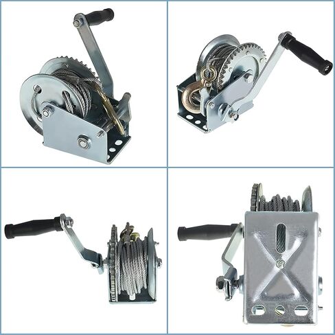 findmall Boat Trailer Winch 1500lbs with 10m 32ft Steel Cable, Crank Cable Gear Winch with Hook, Heavy Duty Hand Winch with 4.1:1 Ratio for Boat, Trailer in Kuwait
