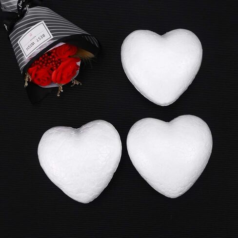 STOBOK 3pcs Heart Shaped Polystyrene Balls Arts Crafts Ornaments Wedding Decorations in Kuwait