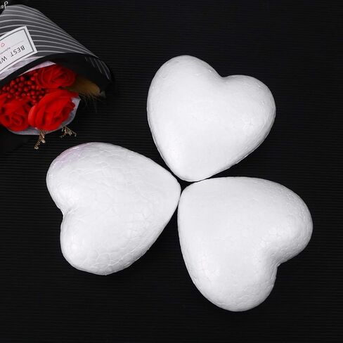STOBOK 3pcs Heart Shaped Polystyrene Balls Arts Crafts Ornaments Wedding Decorations in Kuwait