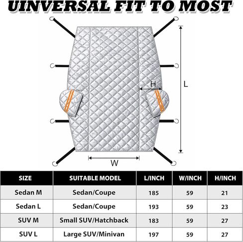 Hail Protector Car Cover, Multi-Layer Cotton Padded Half Car Cover, Thickened Top Protection for Hail, Snow & Impact, Fits Sedan L in Saudi Arabia