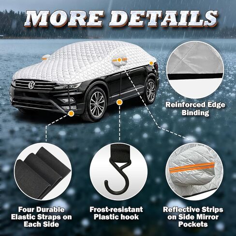 Hail Protector Car Cover, Multi-Layer Cotton Padded Half Car Cover, Thickened Top Protection for Hail, Snow & Impact, Fits Sedan L in Saudi Arabia