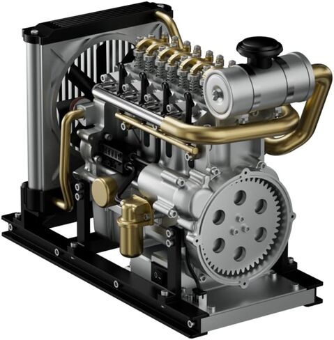 1/10 DIY Simulation Electric Car Engine Model That Run, Mini Metal OHV Inline Four-Cylinder Engine Model with Cooling System Educational Toys Gifts (300+PCS) in Saudi Arabia