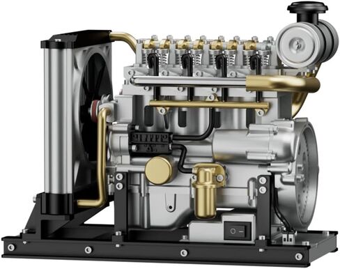 1/10 DIY Simulation Electric Car Engine Model That Run, Mini Metal OHV Inline Four-Cylinder Engine Model with Cooling System Educational Toys Gifts (300+PCS) in Saudi Arabia