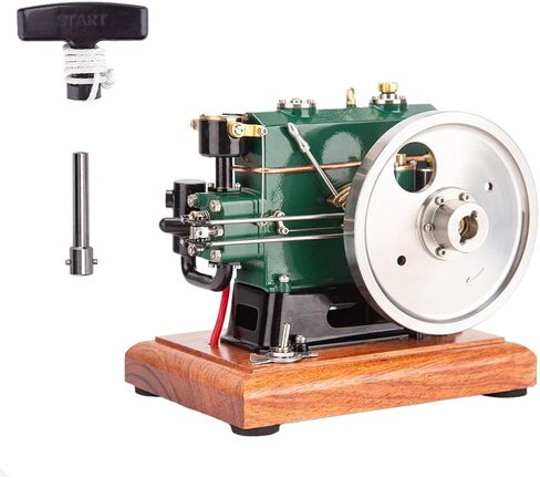 1/8 Scale Mini Vintage Single Cylinder Four-Stroke Engine Model, Retro Engine Models That Run for Youth and Adults (Wooden Base RTR Version) in Saudi Arabia