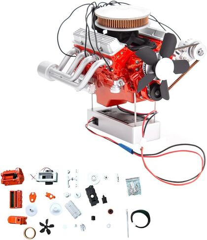 Mini Engine Model Kit for Adult, 1/10 Scale Resin Inline Four-Cylinder Functional Vintage Diesel Engine Model for RC Crawlers, Creative Desktop Display (Orange) in Saudi Arabia