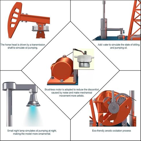 FunXylophy Pumping Unit Engine Kit That Works, DIY Metal Oilfield Working Equipment with Light Oil Rig Educational Science Engine Set for Adult (219PCS) in Saudi Arabia