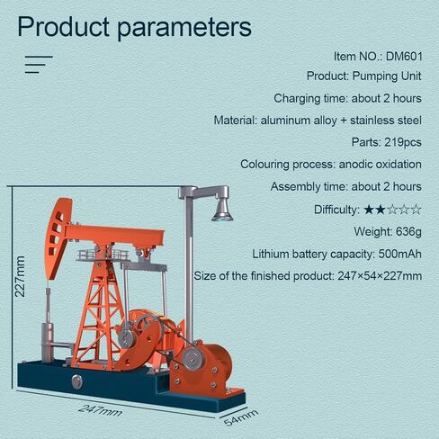 FunXylophy Pumping Unit Engine Kit That Works, DIY Metal Oilfield Working Equipment with Light Oil Rig Educational Science Engine Set for Adult (219PCS) in Saudi Arabia