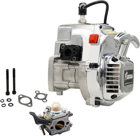 FLMLF 29CC 4 Bolt Engine Chrome Plating RC Motor Fan with Carburetor for 1/5 Scale RC HPI ROFUN KM Baja Losi FG GoPed RedCat Truck RC CAR Parts in Kuwait