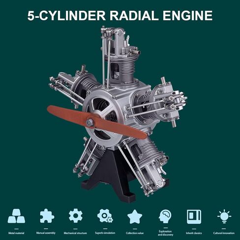 FunXylophy Internal Combustion Engine Model, 1:6 Five-Cylinder Four-Stroke Radial Engine Motor Model, Physics Experiment Kit for Adults (230+PCS) in Saudi Arabia