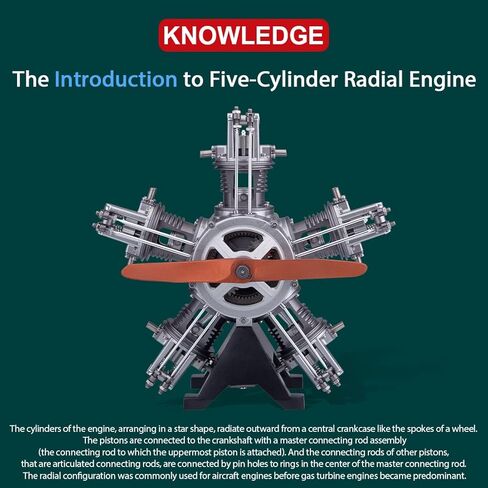 FunXylophy Internal Combustion Engine Model, 1:6 Five-Cylinder Four-Stroke Radial Engine Motor Model, Physics Experiment Kit for Adults (230+PCS) in Saudi Arabia