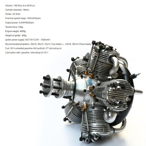 Engine Model That Runs，Four-Stroke 5-Cylinder Radial Engine Model, Engine Model That Runs, Dynamic Engine Model, Engine for Fixed-Wind RC Airplanes, Science and Learning Tool in Saudi Arabia