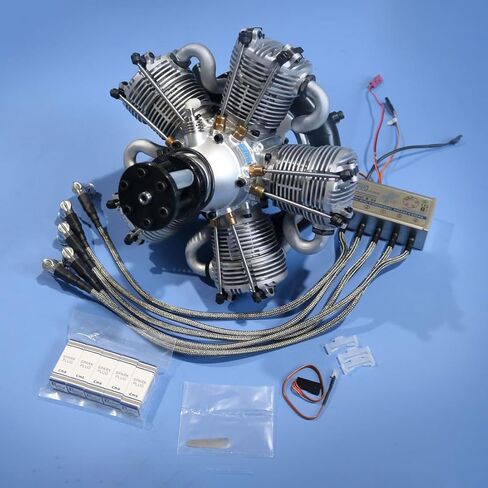 Engine Model That Runs，Four-Stroke 5-Cylinder Radial Engine Model, Engine Model That Runs, Dynamic Engine Model, Engine for Fixed-Wind RC Airplanes, Science and Learning Tool in Saudi Arabia