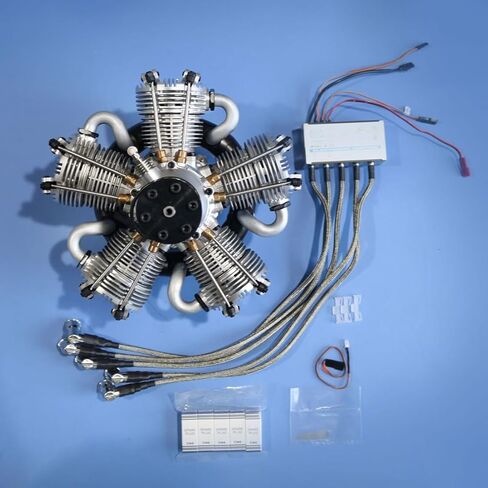 Engine Model That Runs，Four-Stroke 5-Cylinder Radial Engine Model, Engine Model That Runs, Dynamic Engine Model, Engine for Fixed-Wind RC Airplanes, Science and Learning Tool in Saudi Arabia