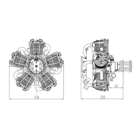 Engine Model That Runs，Four-Stroke 5-Cylinder Radial Engine Model, Engine Model That Runs, Dynamic Engine Model, Engine for Fixed-Wind RC Airplanes, Science and Learning Tool in Saudi Arabia