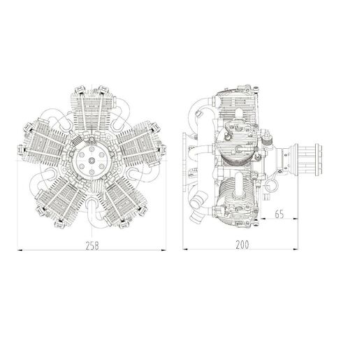 Engine Model That Runs，Four-Stroke 5-Cylinder Radial Engine Model, Engine Model That Runs, Dynamic Engine Model, Engine for Fixed-Wind RC Airplanes, Science and Learning Tool in Saudi Arabia