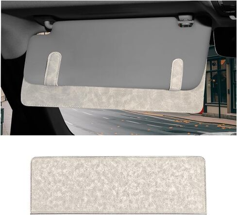 Sun Visor Extender for Car, Leather Clip-On Anti-Glare Automotive Sunvisor Extension Shade Attachment, Vehicle Sunlight Extension Blocker for Safe Driving, Universal Fit (Black Gray) in Kuwait