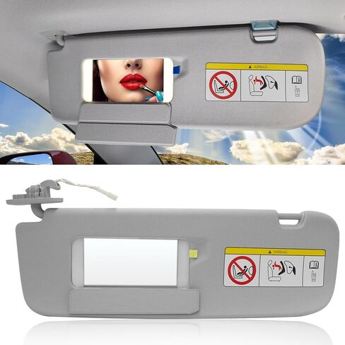 Jaronx متوافق مع Tesla Model 3/Y Sun Visor 2021 2022 2023، 1490405-01-B، استبدال حاجب الشمس من جانب السائق مع مرآة الزينة، واقي الشمس الأيسر لـ Tesla Model 3 Model Y 2021-2023 (يسار) in Kuwait