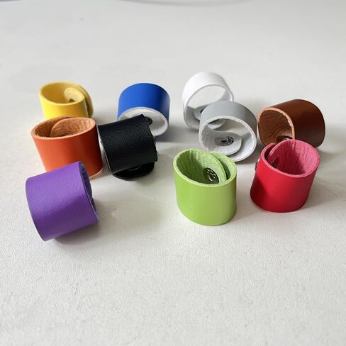 24 Pcs Pu Leather Scarf Ring Clips, Neckerchief Buckle Silk Clasp Holder for Clothing Accessories, 83mm x 19mm, 10 Colors in Saudi Arabia