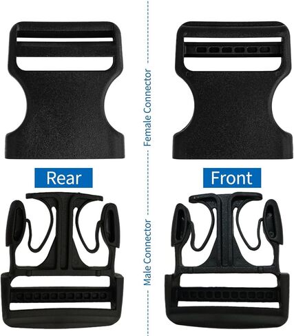 2" Heavy-Duty Buckle & Straps Set: 11 Yards Nylon Webbing 2in Wide+6-Pack Side Release Plastic Buckles+12 Pcs Tri-Glide Slide Clips, Black Stylish Plastic Buckles for Strips 2 inch Set in Saudi Arabia