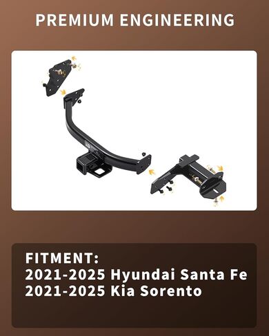 Class 3 Trailer Hitch 2-Inch Receiver Compatible with Hyundai Santa Fe 2021-2025; Kia Sorento 2021-2025| 4,000 lbs GTW / 600 lbs TW | Steel Construction, Rust-Proof, Bolt-On in Saudi Arabia