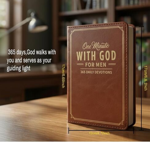 One Minute with God for Men 365 Days Daily Devotional Prayer Journal Christian Gift Set with Cross Bookmark and Pen Faux Leather Bible Prayer Tracking Diary Religious Gifts for Men in Kuwait