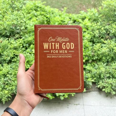One Minute with God for Men 365 Days Daily Devotional Prayer Journal Christian Gift Set with Cross Bookmark and Pen Faux Leather Bible Prayer Tracking Diary Religious Gifts for Men in Kuwait
