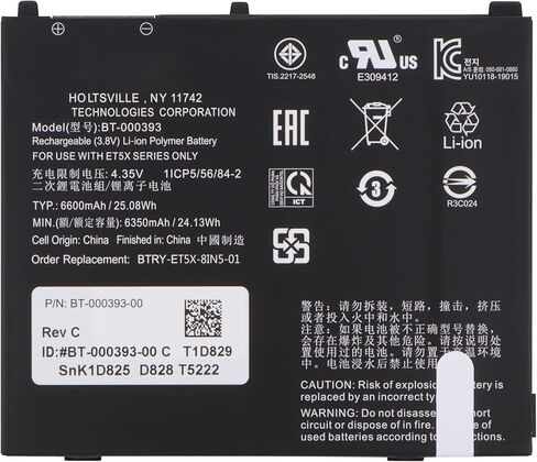 BT-000393 BT-000393-02 Battery for Zebra ET50 ET55 ET51 ET56 ET5X BTRY-ET5X-10IN5-01 BTRY-ET5X-8IN5-IA Series Barcode Scanner Ultra High Capacity Replacement 3.8V 6350mAh/24.13Wh in Kuwait