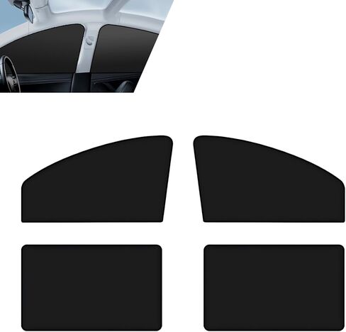 4 PCS Car Side Window Sunshades, Sun Blocking & Heat Insulation Cooling Curtain, Blackout Privacy Blind for Front Rear Side Windows, Multi-functional Cover for Most Vehicles (Black) in Kuwait